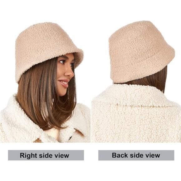 Fuzzy Bucket Hat for Women - Winter Plush - Picture 3 of 8